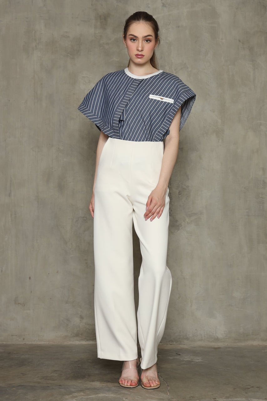 Bloom Kemeja Denim Salur/Celana DT Kantong Putih