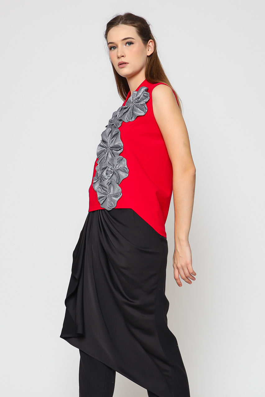 Bloom et Champs Top Bunga Tempel Merah