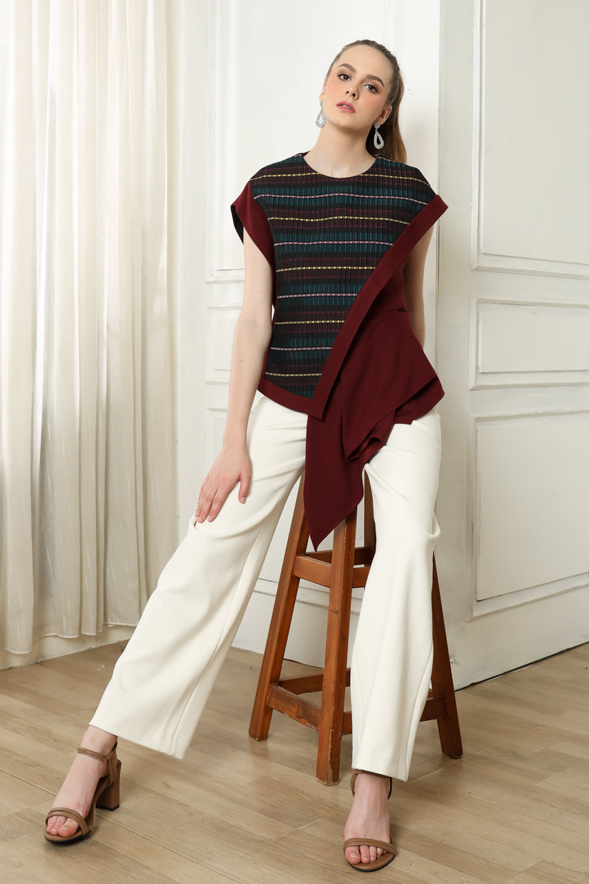 Bloom et Champs Maroon Jacquard Top