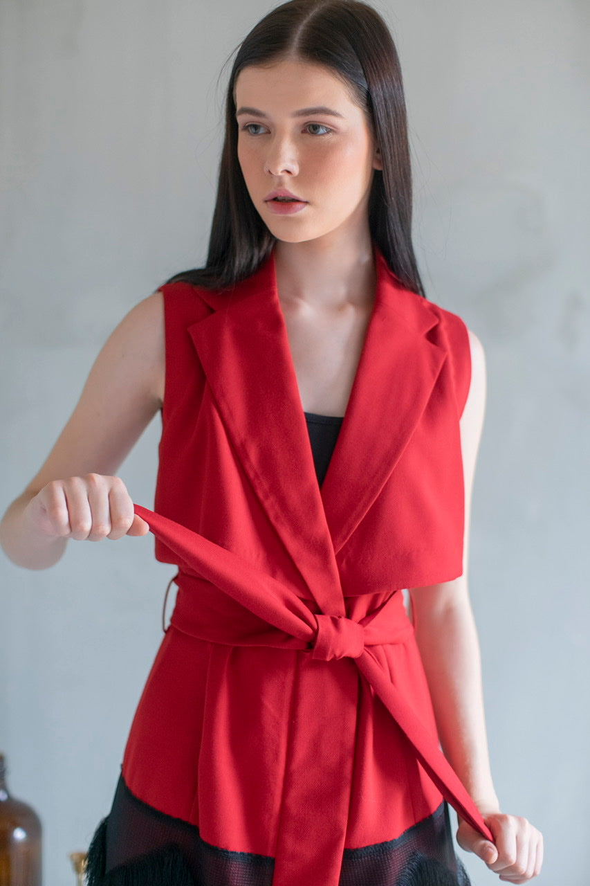 Vest jinjet panjang Merah