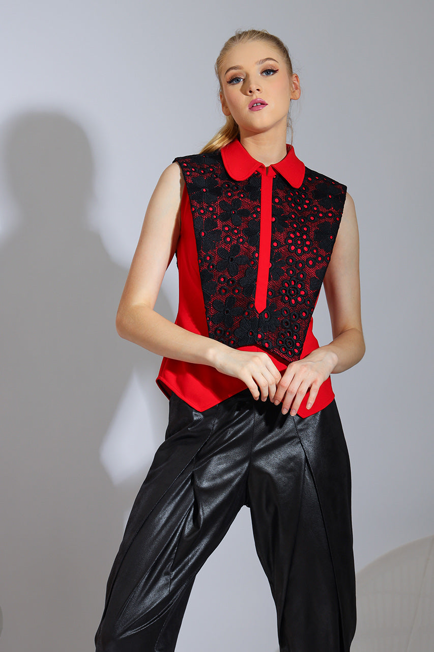 Kemeja Sleeveless Merah