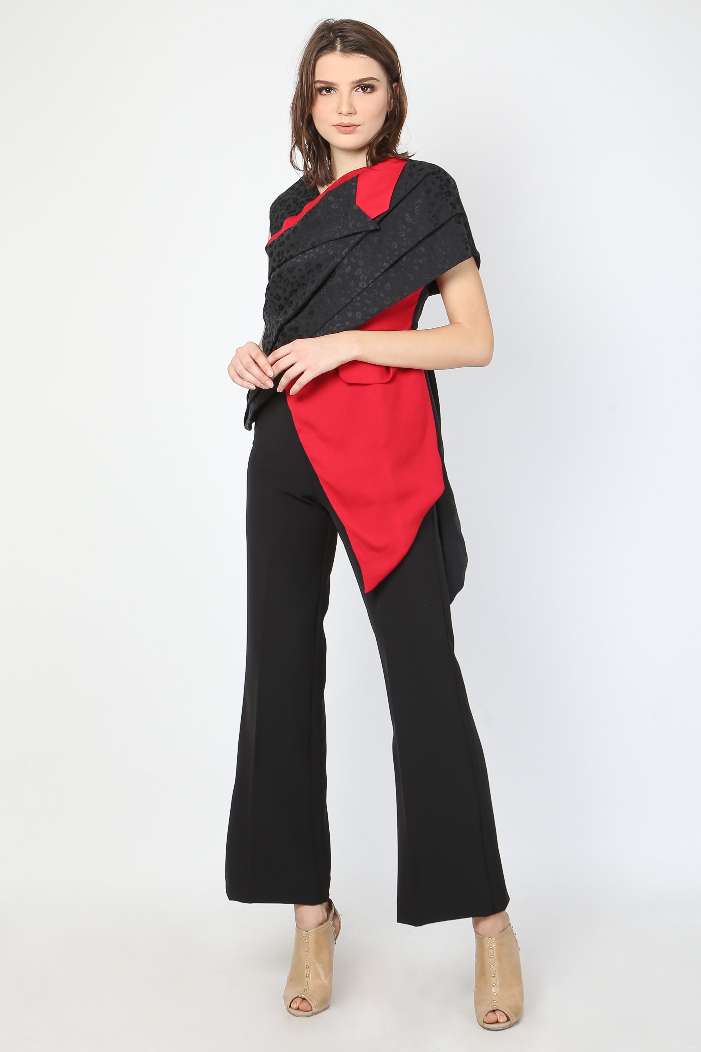 Top Kemben Lapel Merah