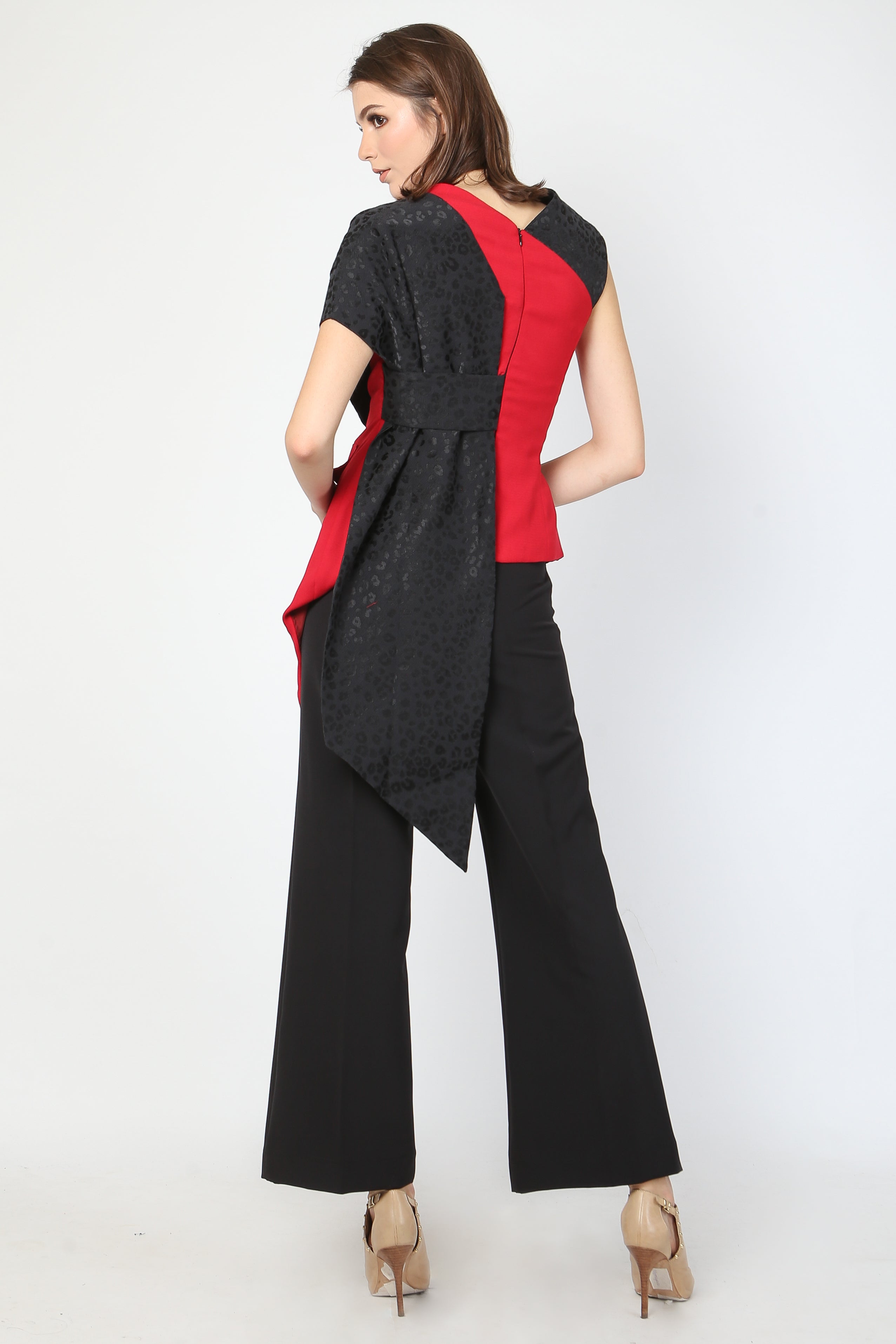 Top Kemben Lapel Merah