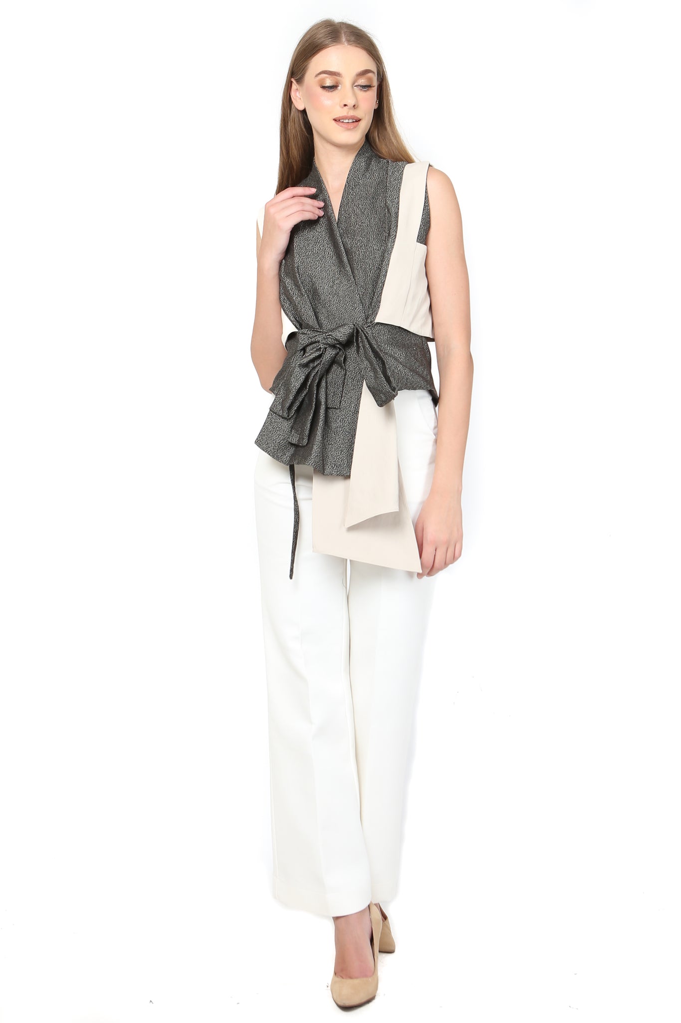 Top Vest Tangan Beige