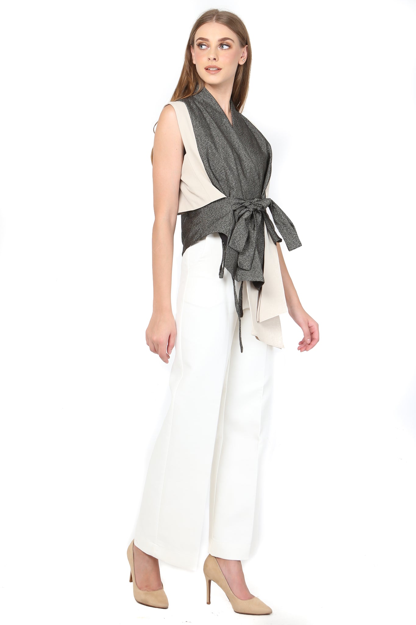 Top Vest Tangan Beige