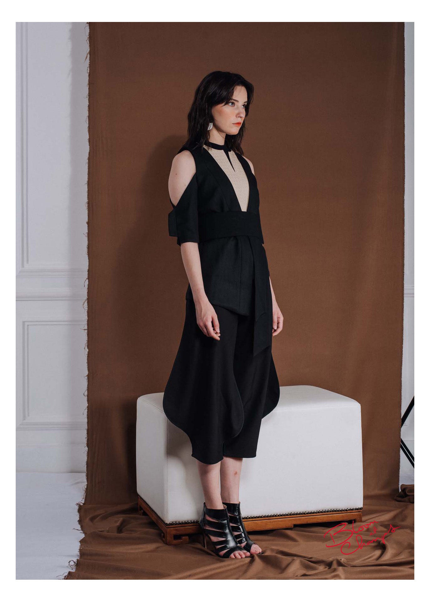 Beige Vest Jacquard Top