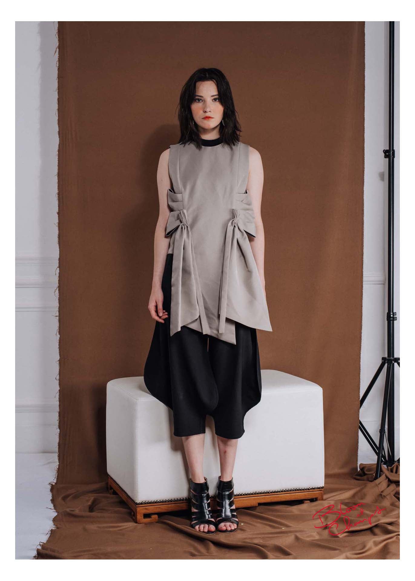 Double Bow Top Grey