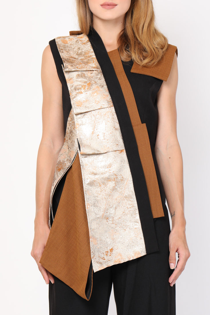 Top Jacquard Lapel Emas