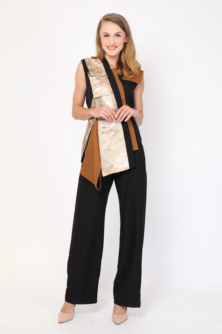 Top Jacquard Lapel Emas