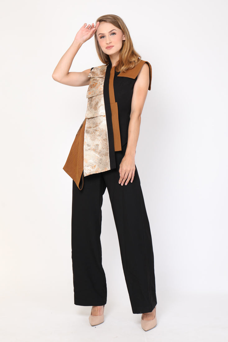 Top Jacquard Lapel Emas