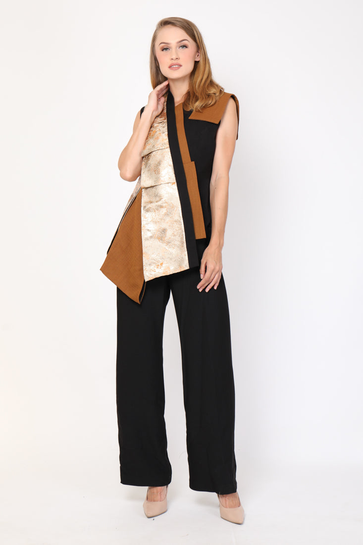 Top Jacquard Lapel Emas