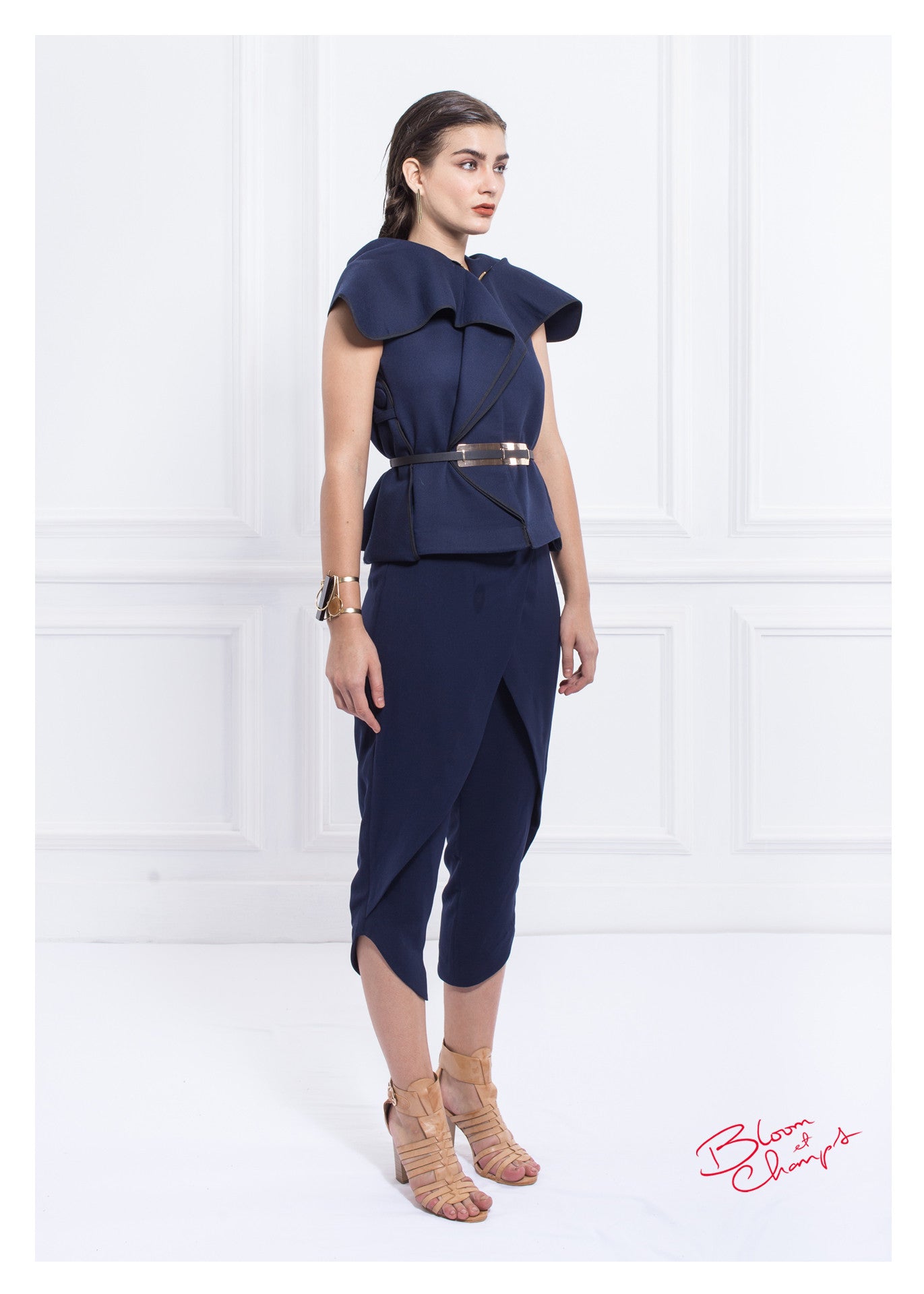 Sabrina Navy Zipper Top