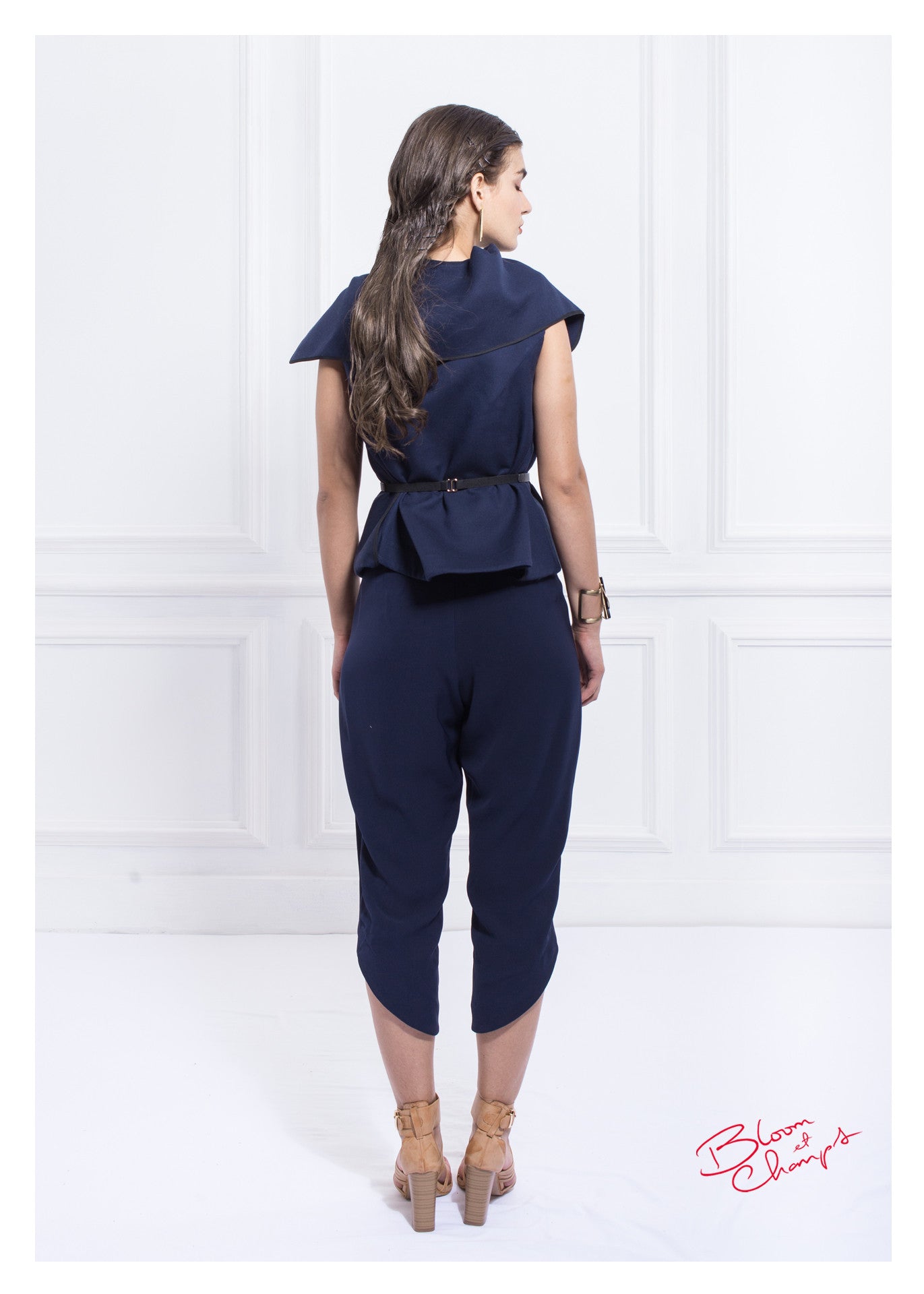 Sabrina Navy Zipper Top