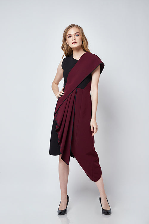 Dress Maroon Kipas