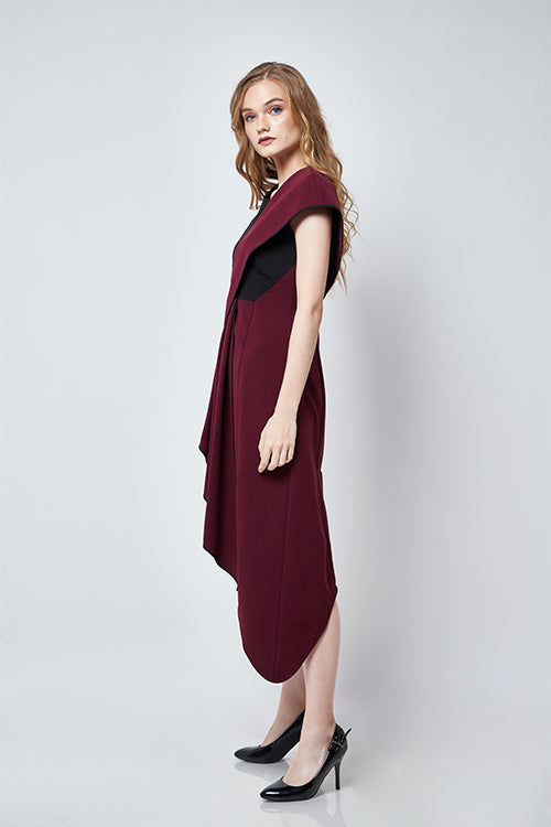 Dress Maroon Kipas