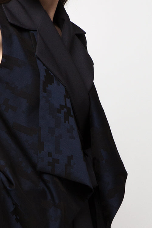 Double Navy Jacquard Top