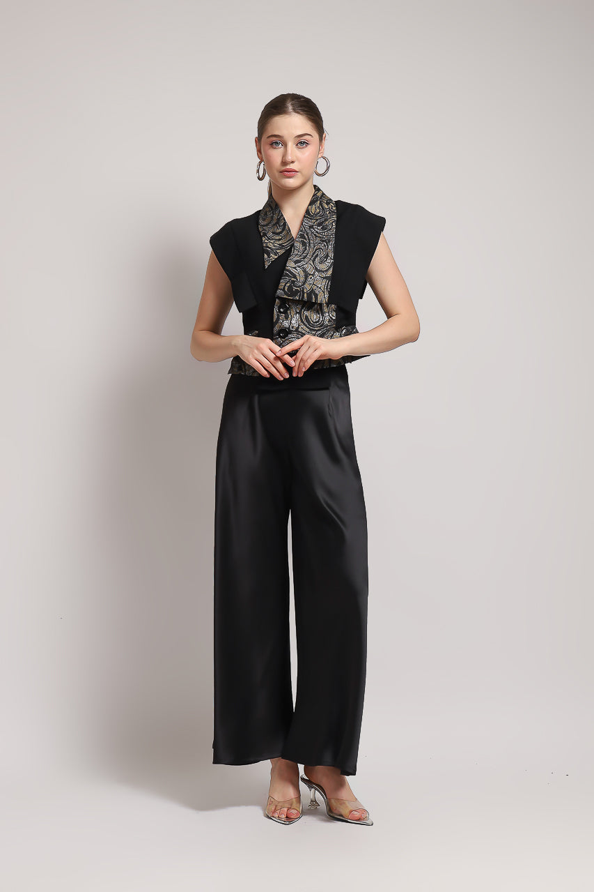 Bloom et Champs Top Jacquard Bailey / Flare Saten Pants