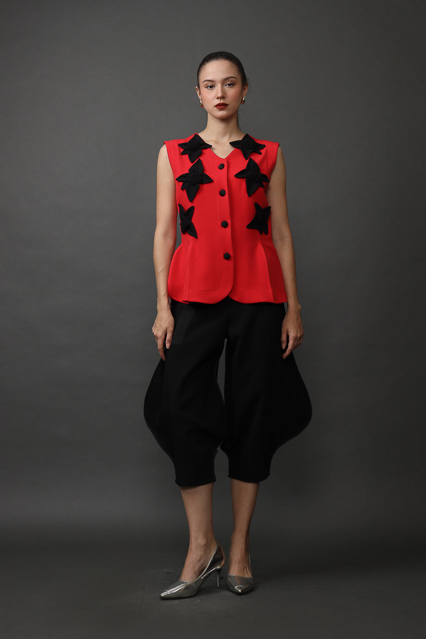 Bloom et Champs Callia Floral Blouse in Red/ Trumpet Pants