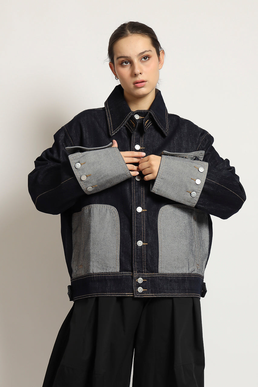 Bloom et Cotton Denim Jacket with removable Sleeve