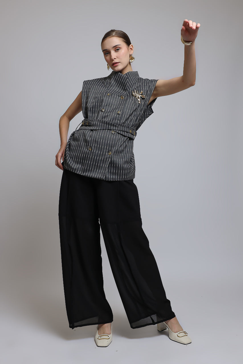 Bloom et Champs Grey Wool Vest Blouse