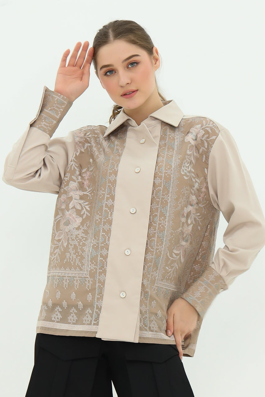 Bloom et Champs Nude Embroidered Shirt