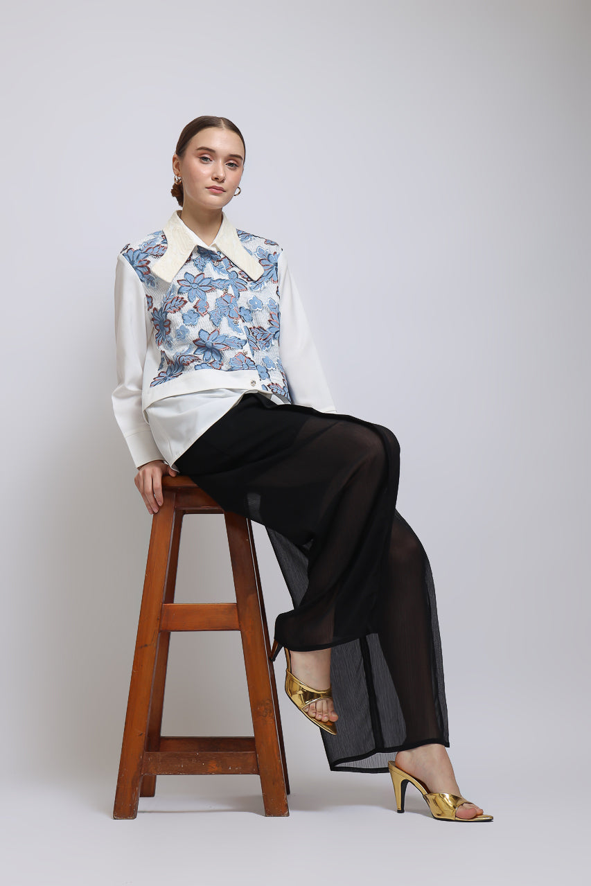 Bloom et Champs Kemeja Daun Biru/Celana Alena Chiffon