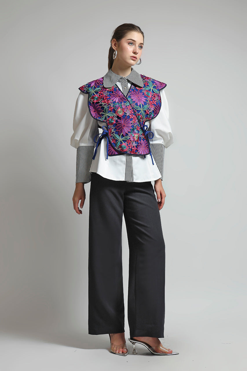 Bloom et Champs Violet Outer/Kemeja Marcel Putih