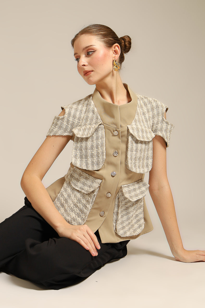 Bloom et Champs Pocket Tweed Blouse