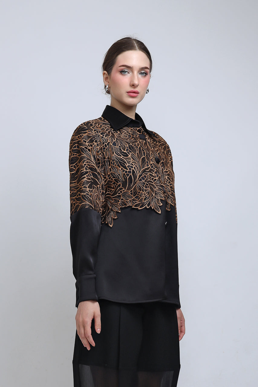 Bloom et Champs Kemeja Brukat Caramel