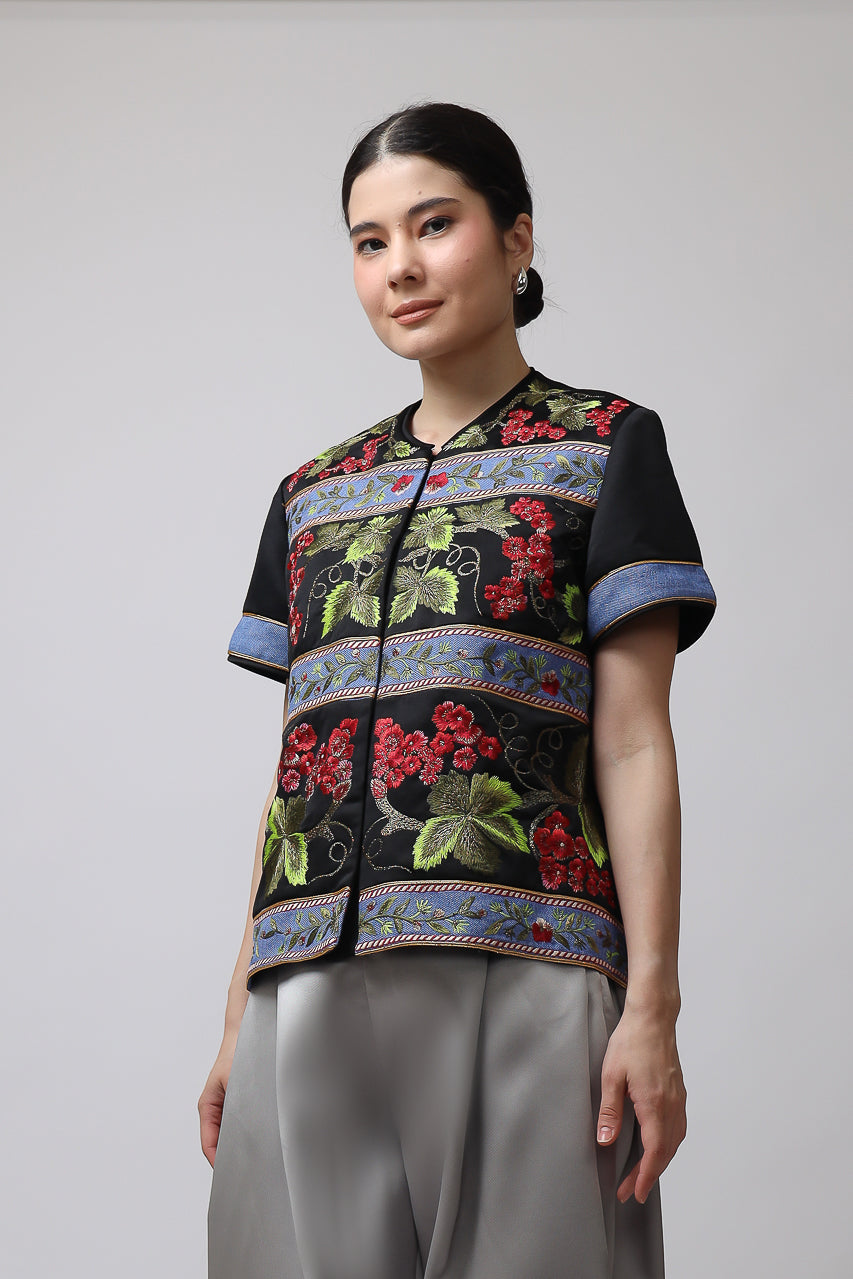 Bloom et Champs Vino Bordir/Celana Mikado Grey