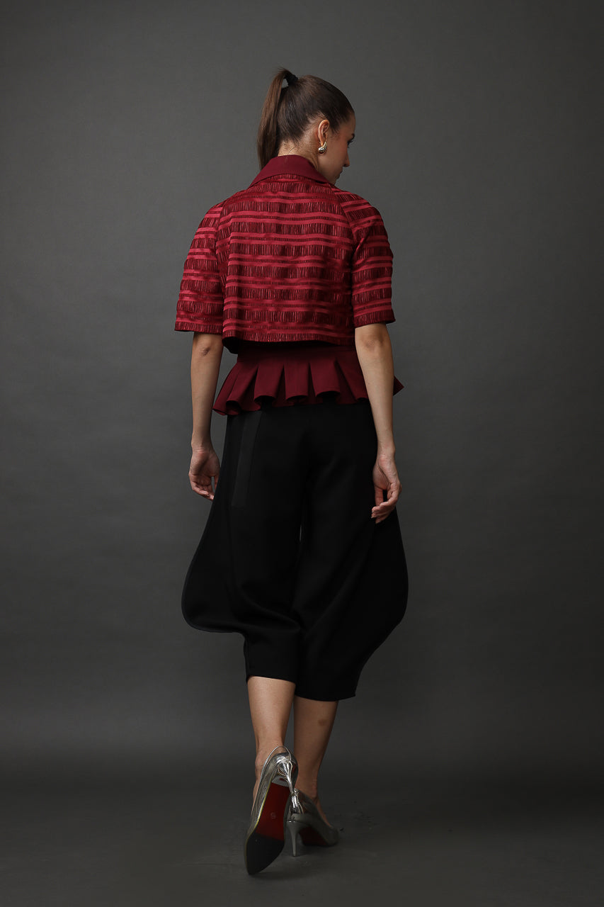 Bloom et Champs Maroon Inka Stripe Blouse/ Trumpet Pants
