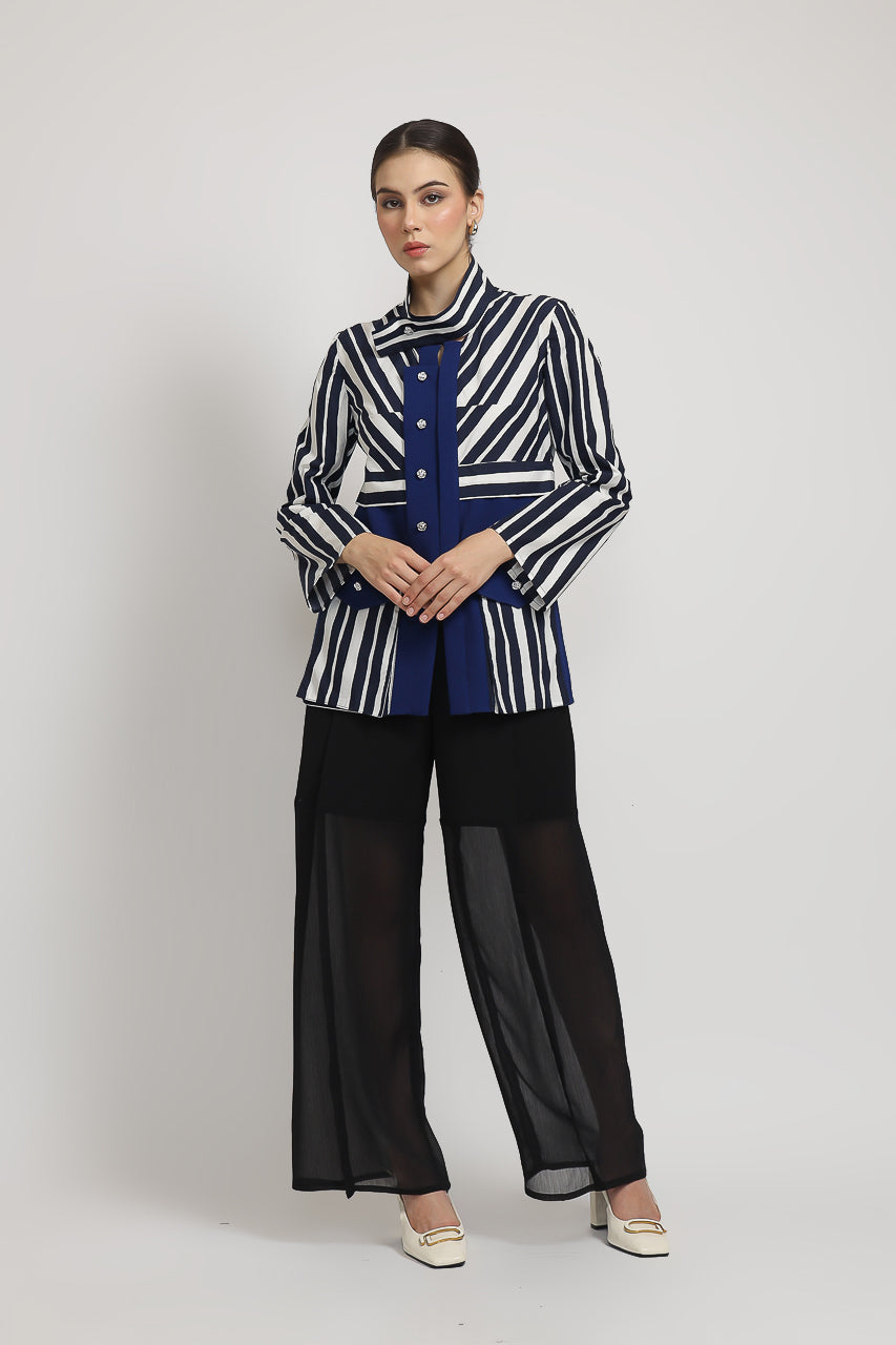 Bloom et Champs Kemeja Salur Elektrik/Alena Chiffon Pants
