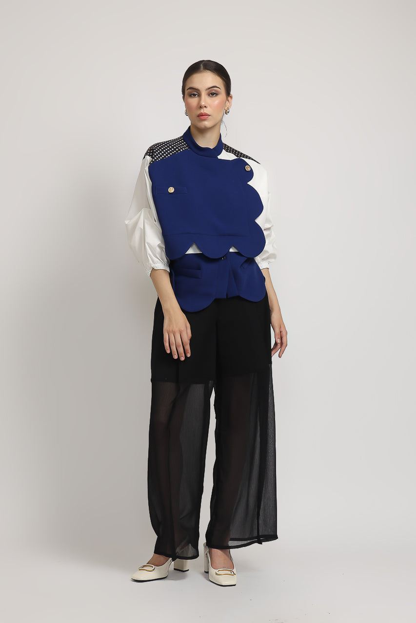 Bloom et Champs Kemeja Scalloped Blue Electric