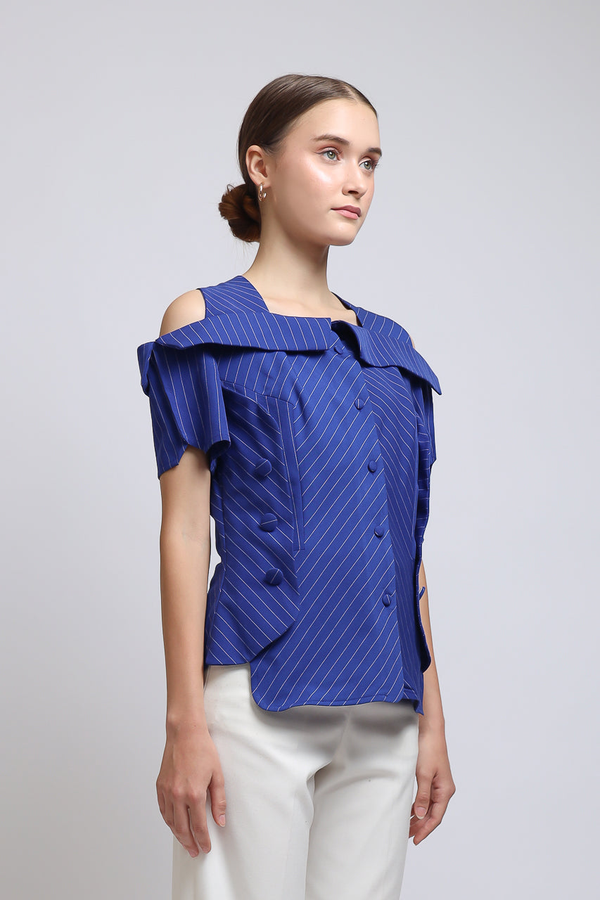 Bloom et Champs Stripe Sabrina in Coral Blue