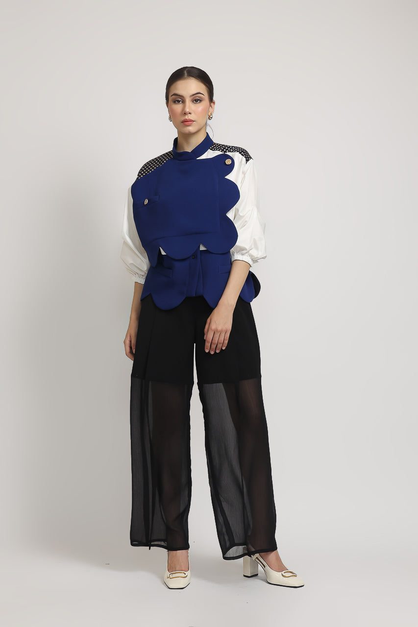 Bloom et Champs Kemeja Scalloped Blue Electric