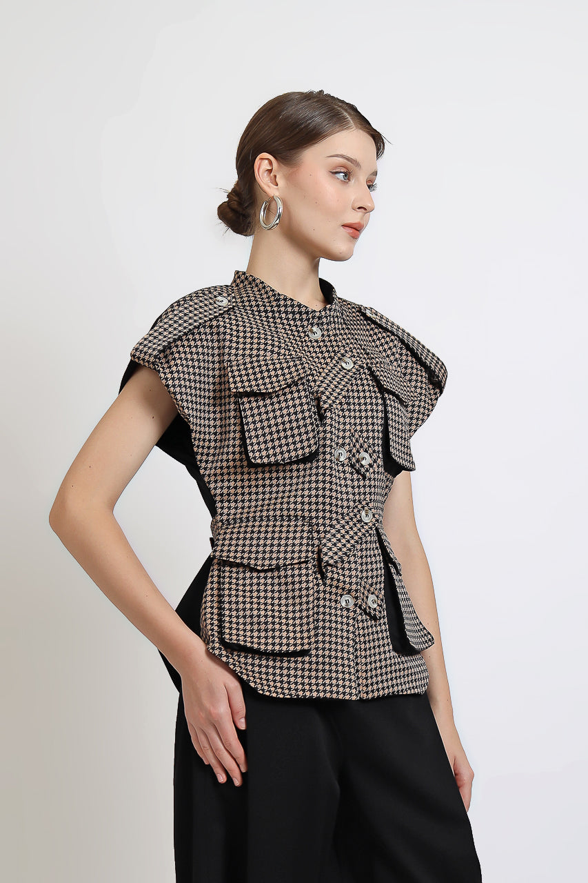 Bloom et Champs Safari Checkered Choco Blouse