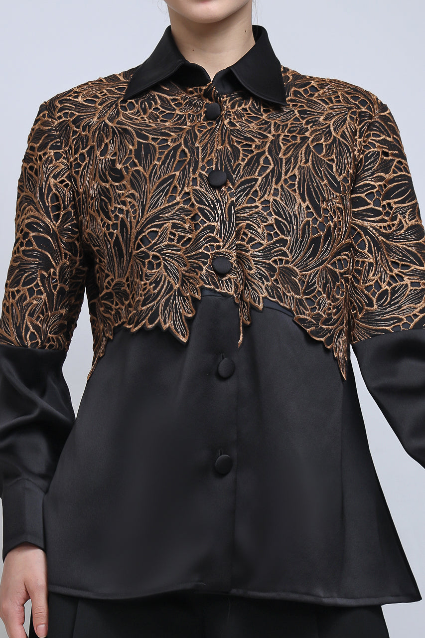 Bloom et Champs Kemeja Brukat Caramel