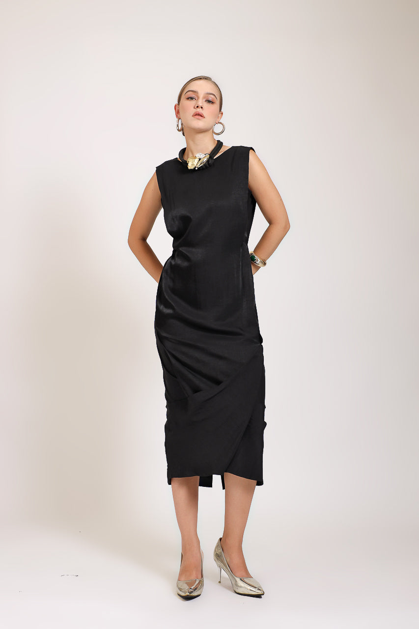 Simple Saten Midi Dress