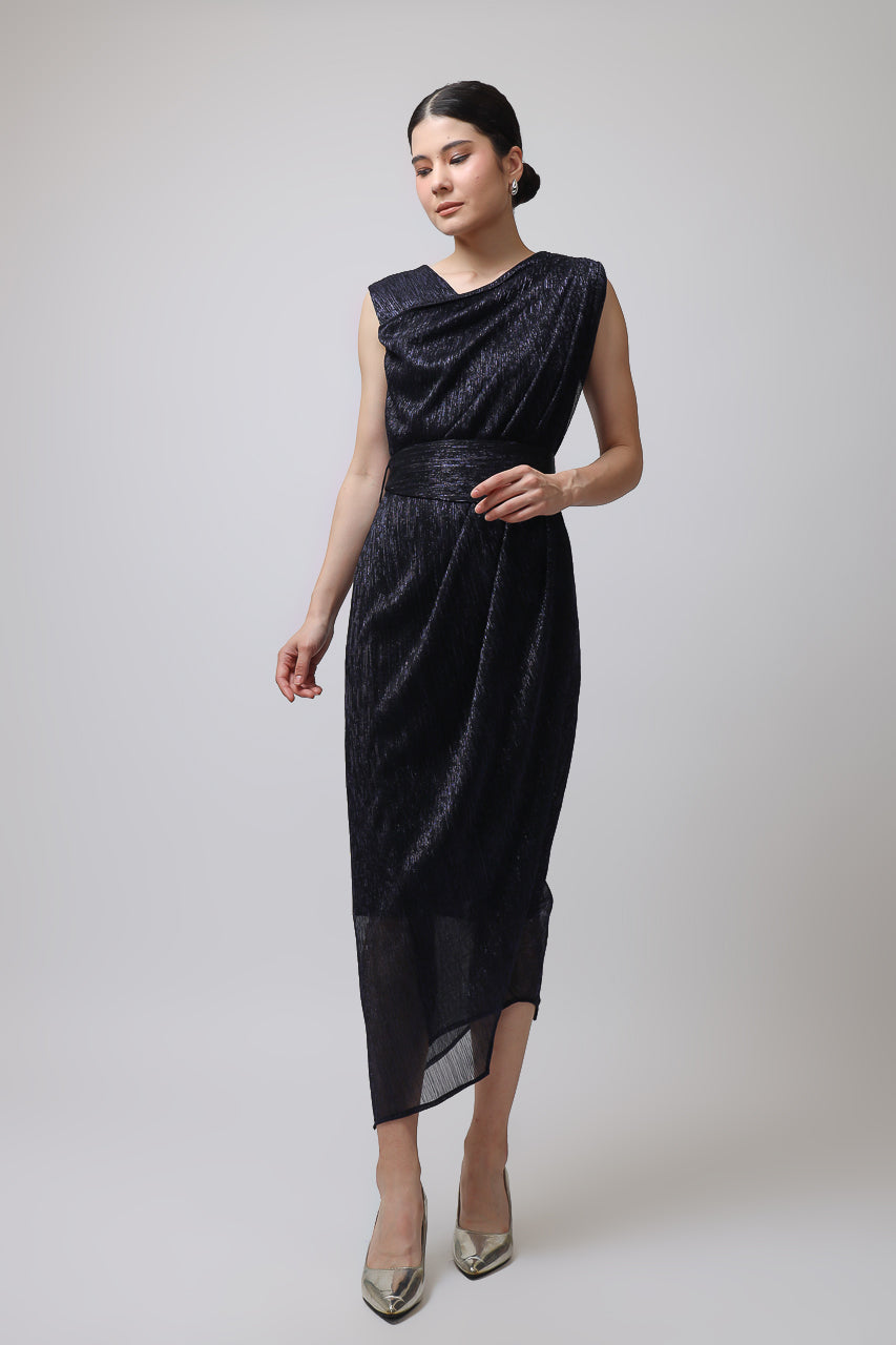 Bloom et Champs Silverish Dress in Blue Black