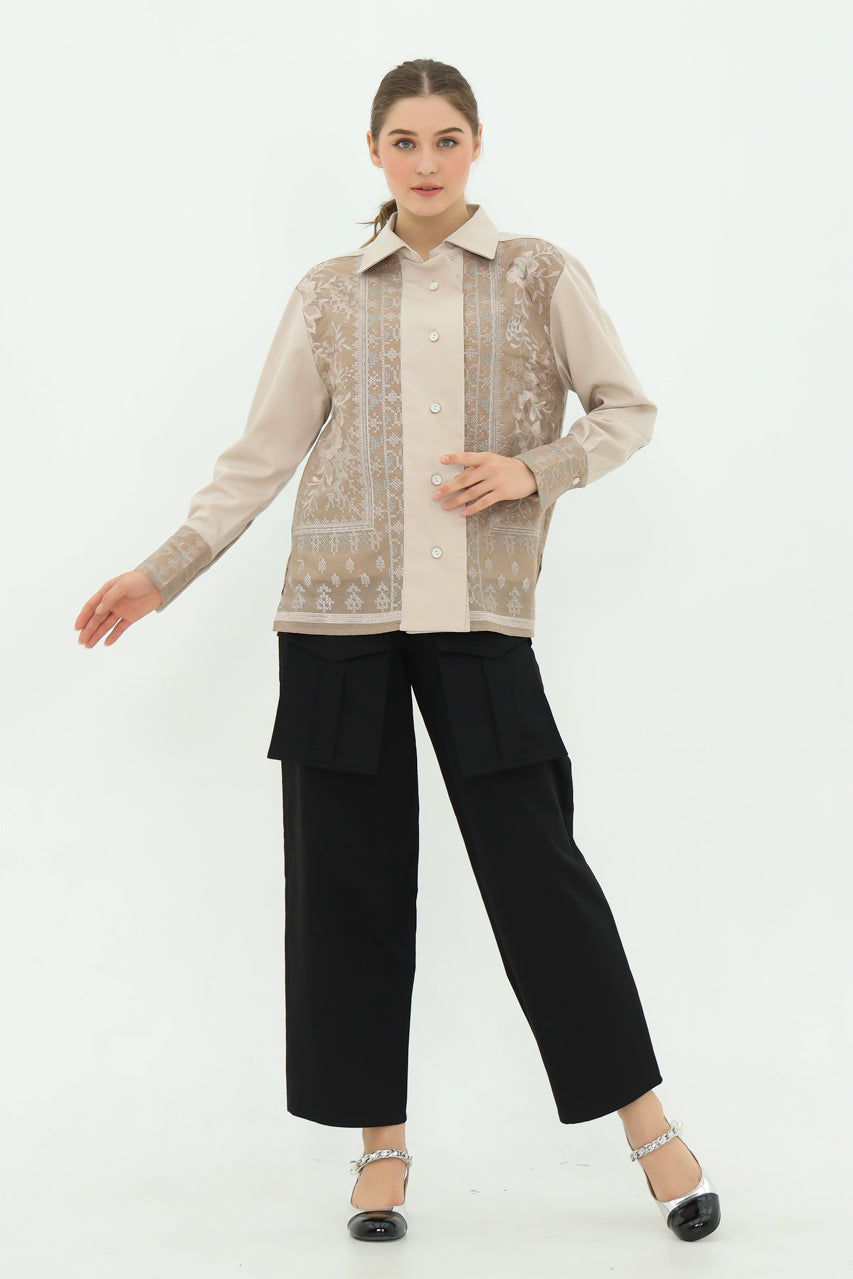 Bloom et Champs Nude Embroidered Shirt