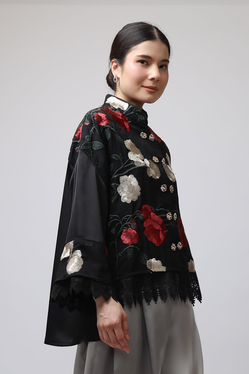 Bloom et Champs Mawar Blouse/Mikado Silver Pants