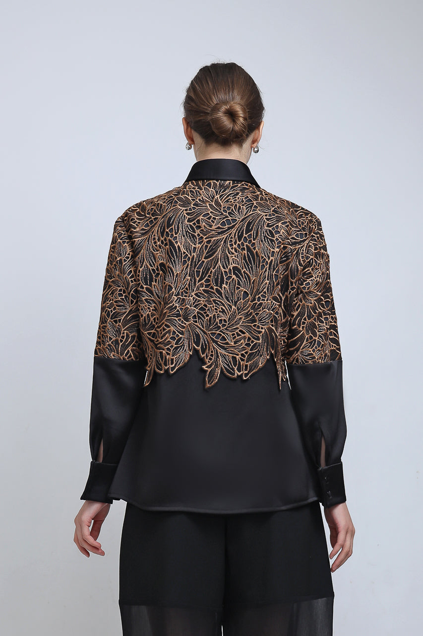 Bloom et Champs Kemeja Brukat Caramel