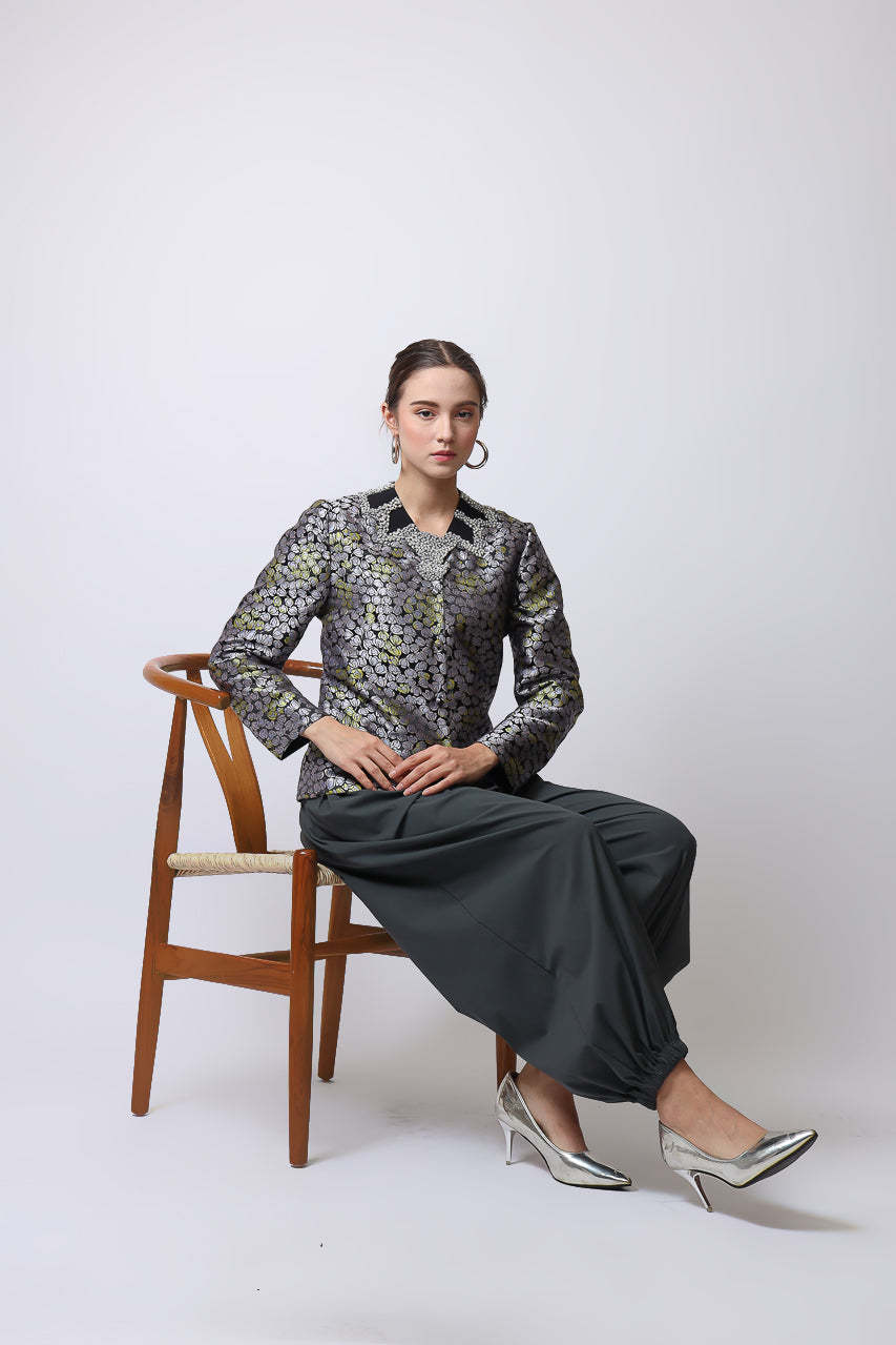 Bloom et Champs Grey Jacquard Blazer