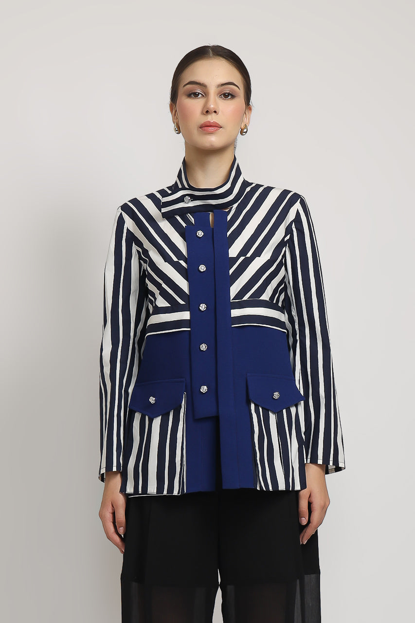 Bloom et Champs Kemeja Salur Elektrik/Alena Chiffon Pants