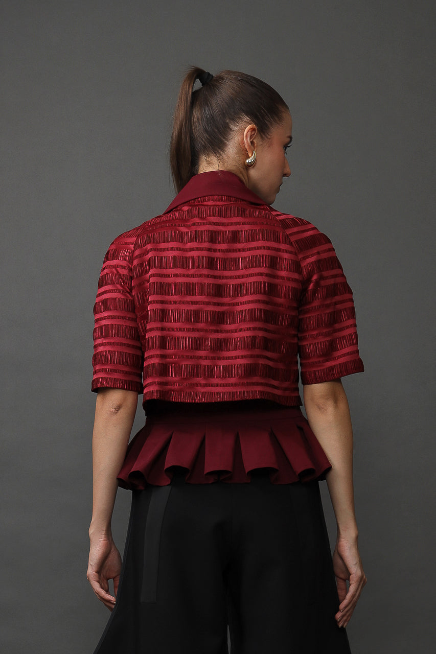 Bloom et Champs Maroon Inka Stripe Blouse/ Trumpet Pants