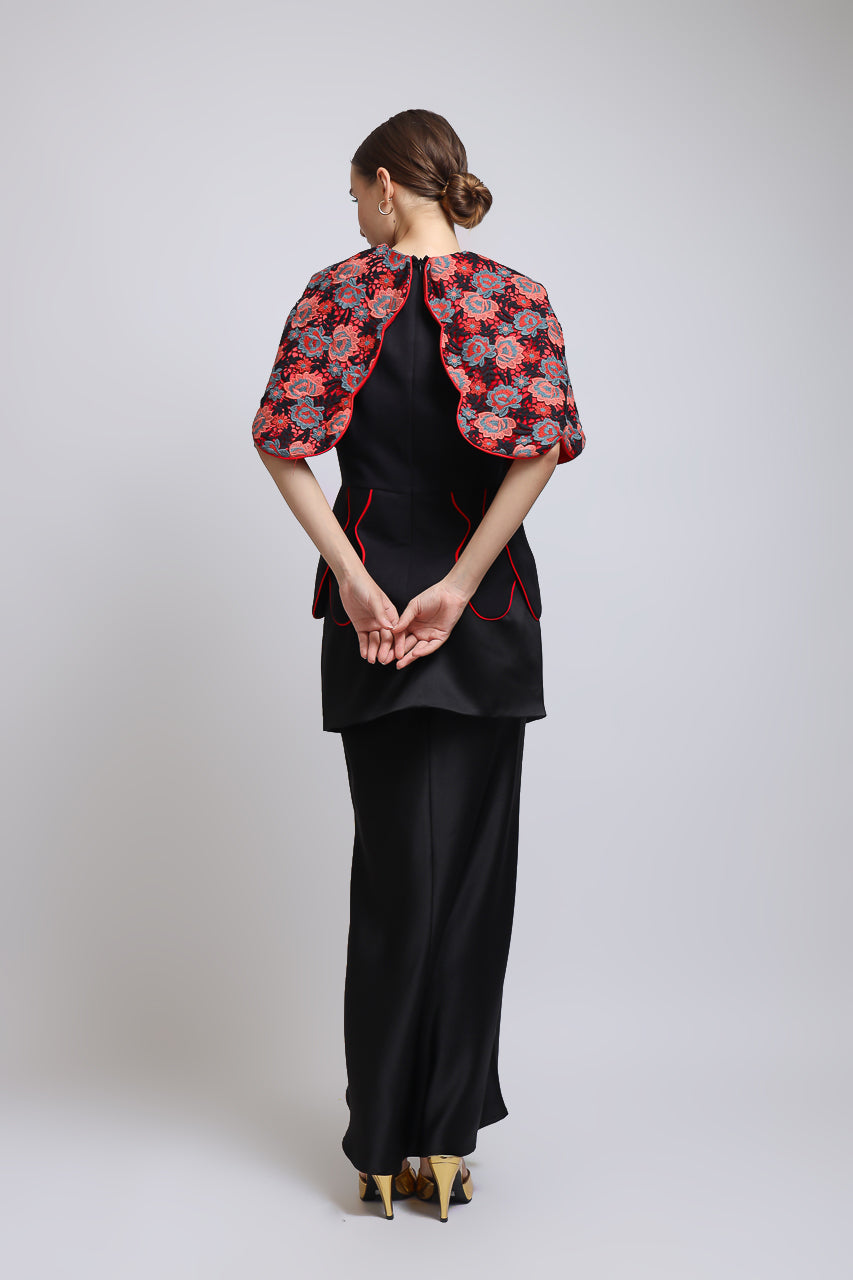 Bloom et Champs Ivana Blouse/Double Obi Skirt in Black