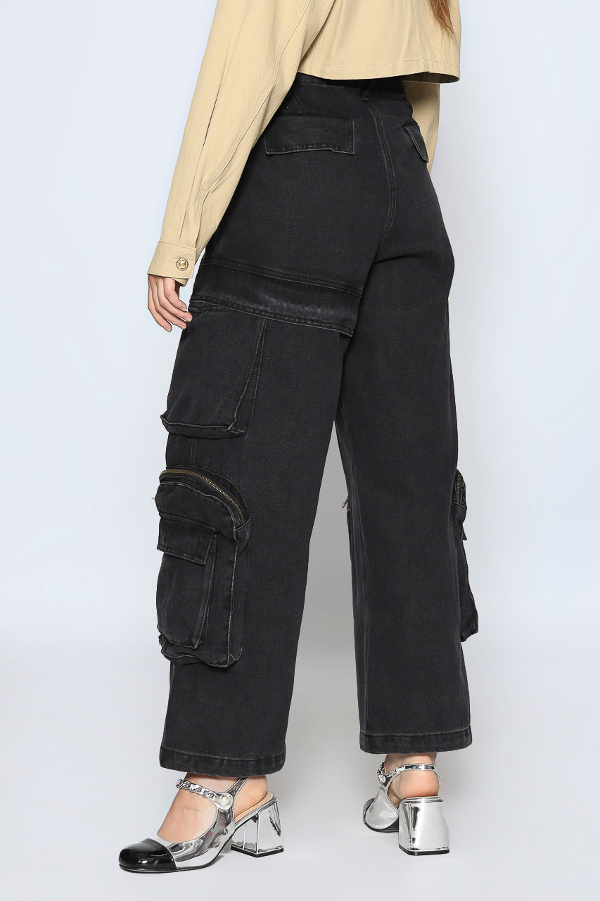 Bloom et Champs Black Denim Cargo Pocket Pants