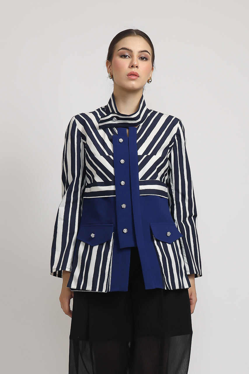 Bloom et Champs Kemeja Salur Elektrik/Alena Chiffon Pants