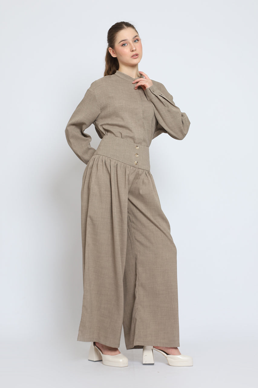 Bloom et Cotton Flowy Obi Shirt/ Hi waist Flowey Pants