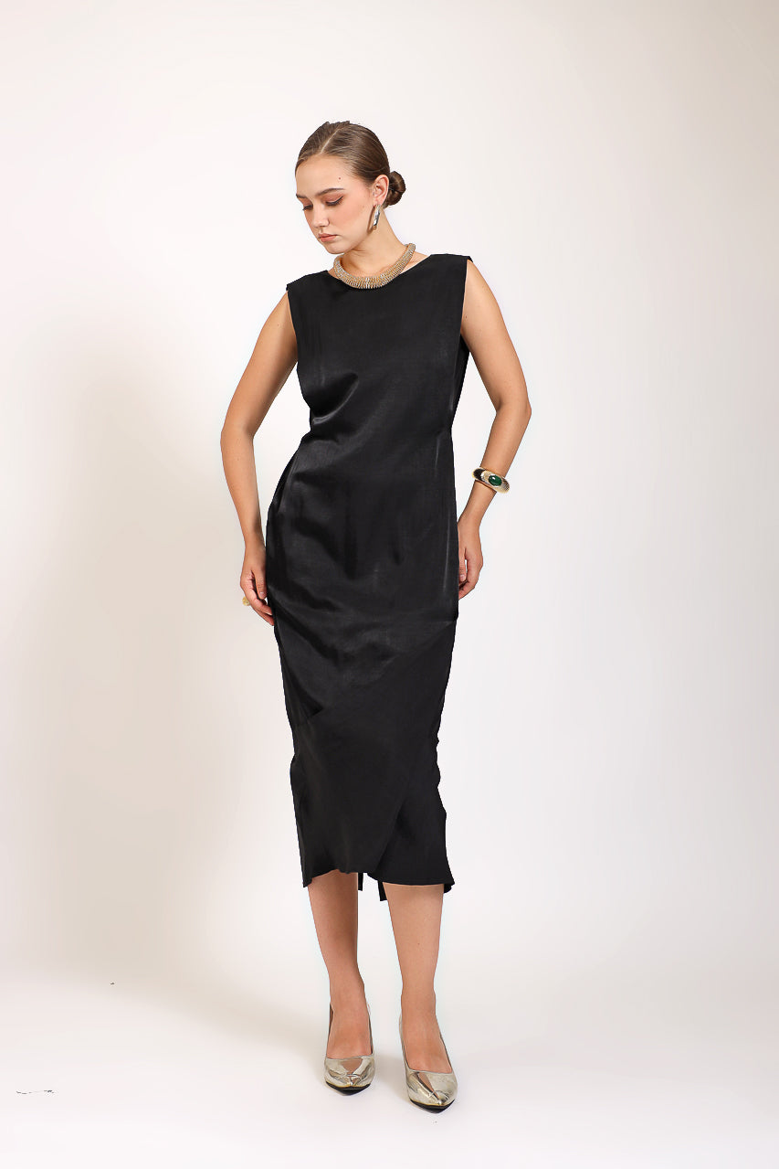 Simple Saten Midi Dress